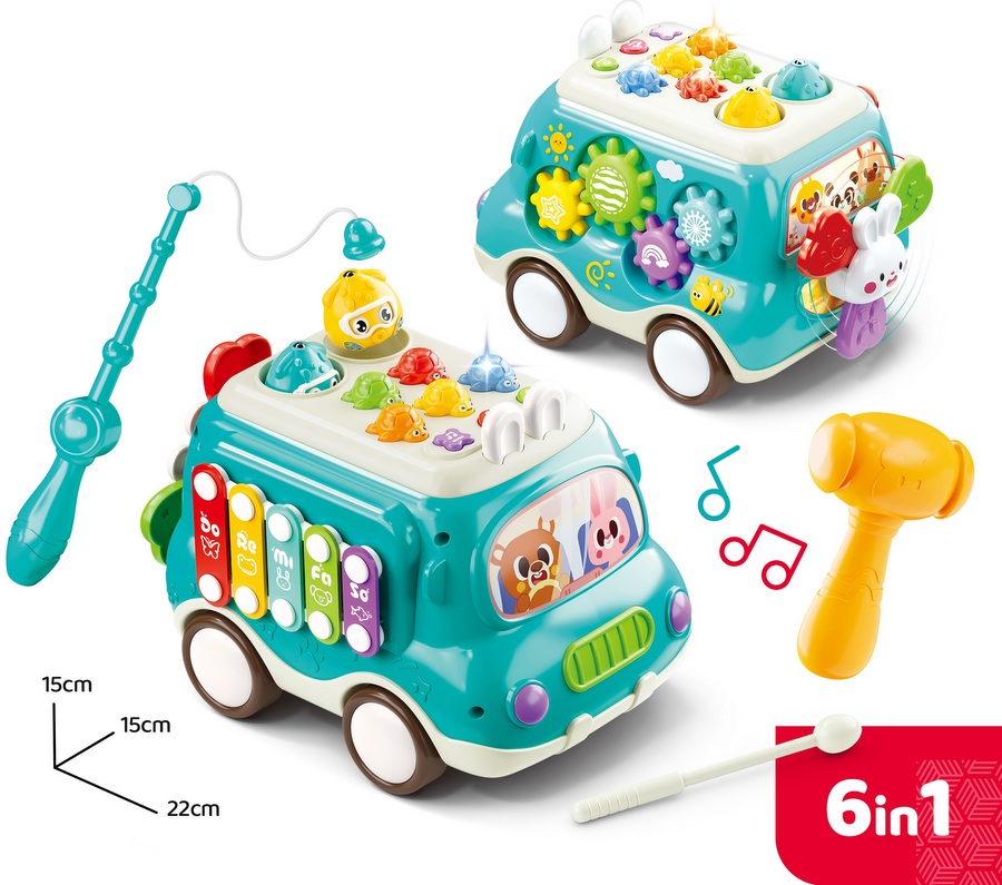 Кола Сортер с Ксилофон и Лов на Рибки със Светлина и Звук 30×20×19 см